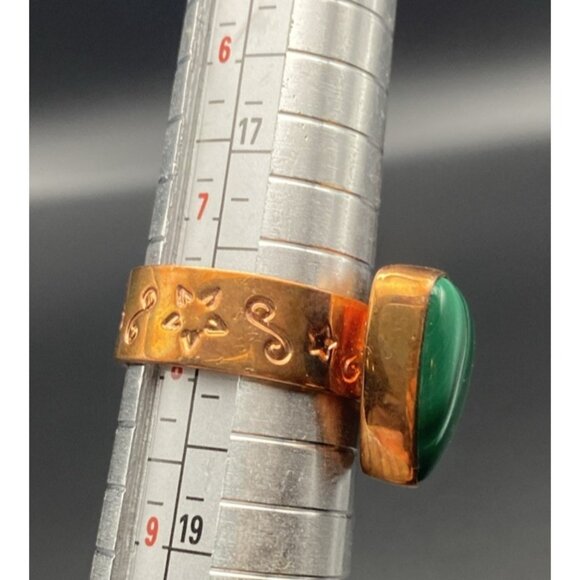 Signed Jay King DTR Copper Ring Size 7.75 Triangular Natural Malachite Cabochon - Picture 12 of 12